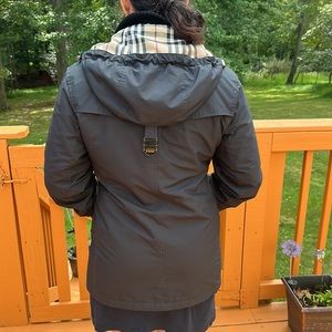 Burberry London Women's Black Hooded Vented Double Zipper Jacket